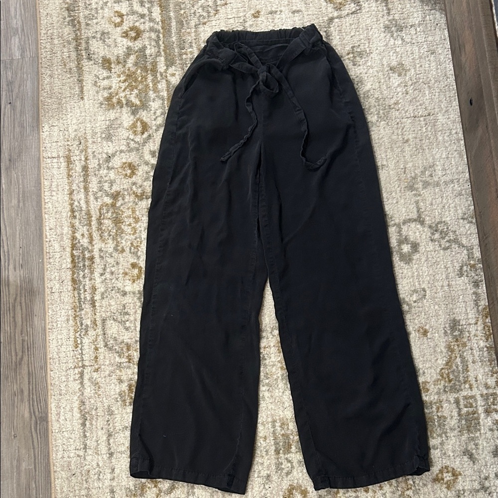 Thread & Supply Women's Black Wide-Leg Pants with Tie Front
